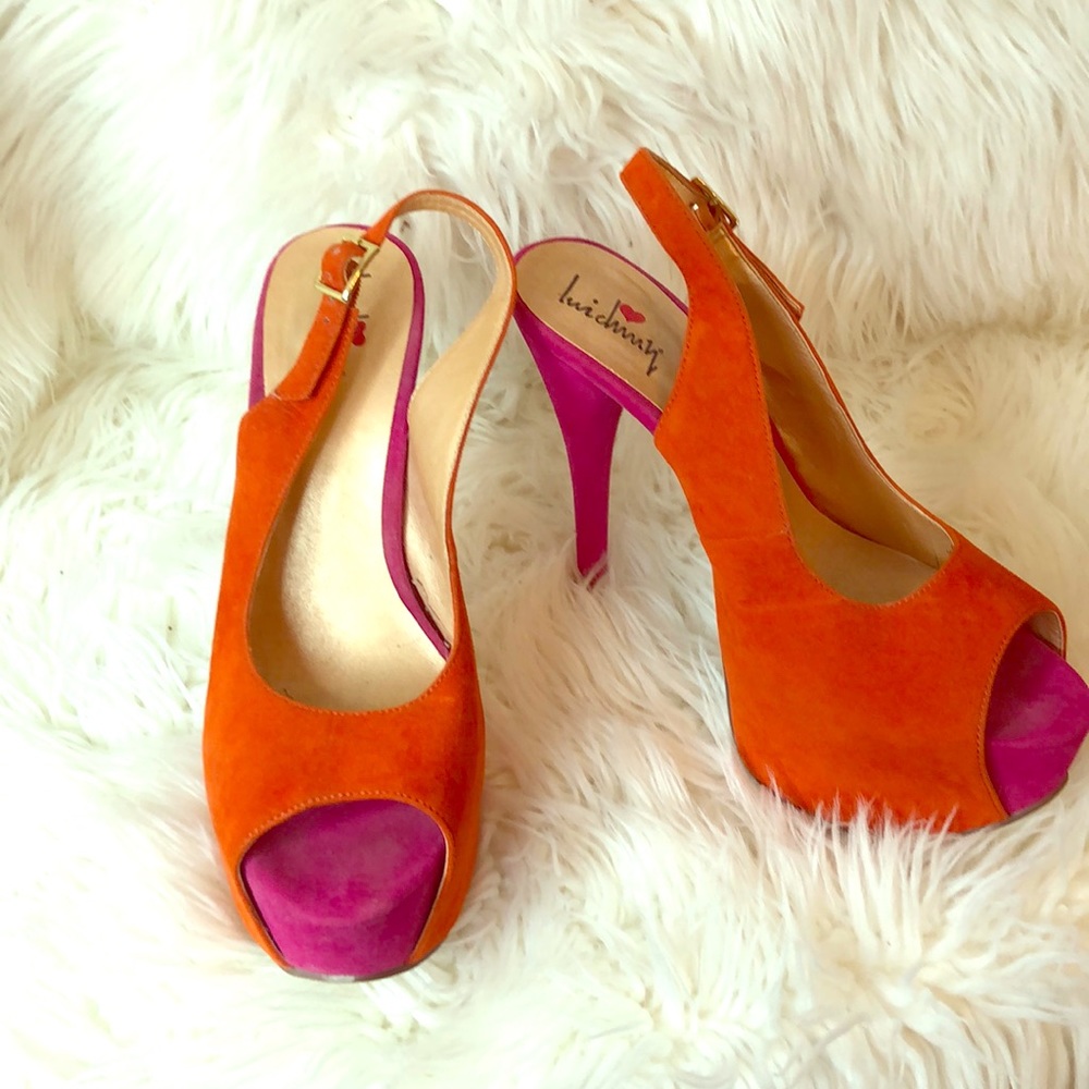 Orange and Fuchsia Platform Pumps